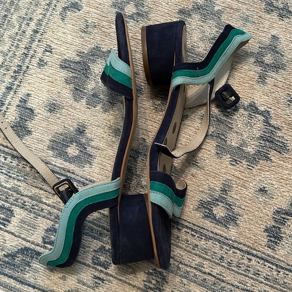 Boden Kitty Round Block Heeled Blue Suede Womens Sandals 8.5/39 - Picture 3 of 5